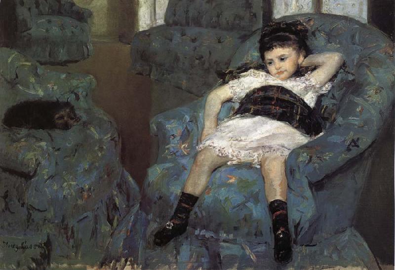 Mary Cassatt The little girl in the blue Sofa France oil painting art